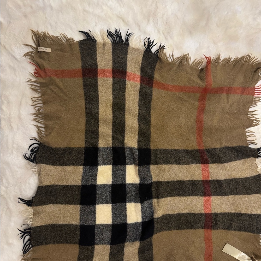 Burberry Olive and Rust Wool Scarf